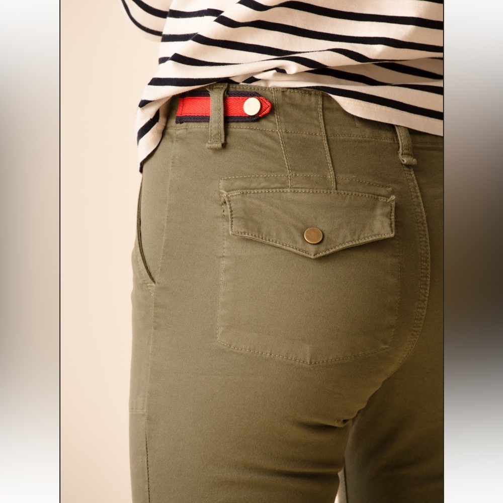 Veronica Beard Adrina Skinny Utility Ankle Jeans w/ Waist Tabs Olive Green 25 - Picture 5 of 13